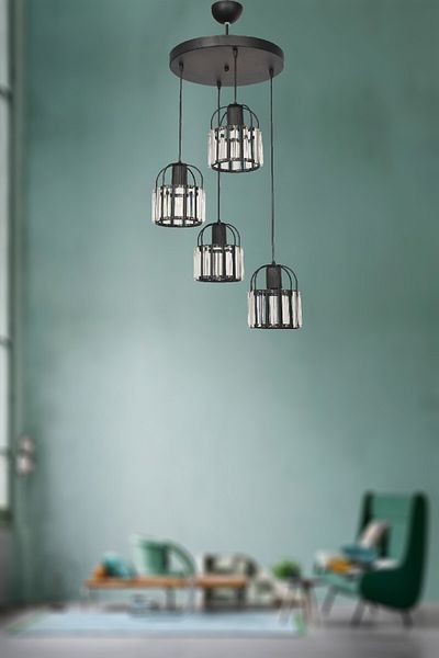 VENON Titania Lighting 4-Piece Pendant Lamp - Black Chandelier