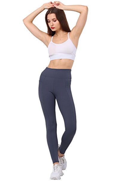 VOSSAX Indigo Ribbed High Waist Recovery Sports Leggings with Pockets