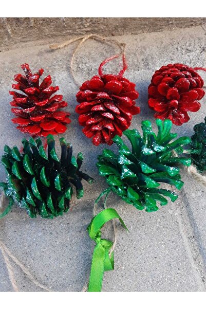 sfs elektrik New Year Pinecone Ornaments 10 Pieces Mixed Color Green Black Wh...