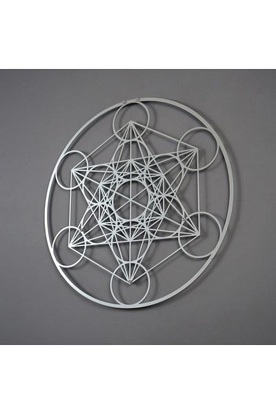 Colorfull Worlds Decor de perete din metal cu geometrie cub Metatrons - Decor de perete cadou pentru birou acasă