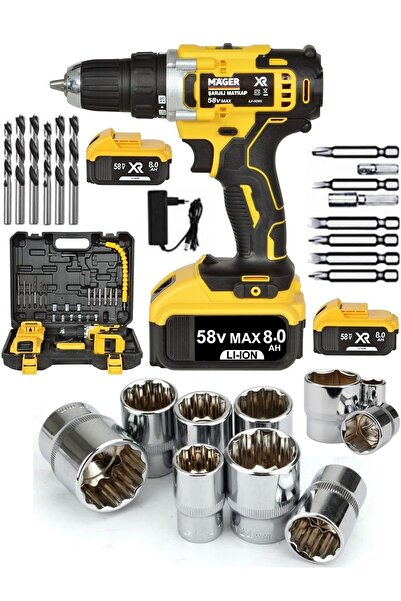 Mager Metal Şanzıman Alman 58 Watt 8 Ah Max-xr Li-ıon Şarjlı Akülü Vidalama Matkap