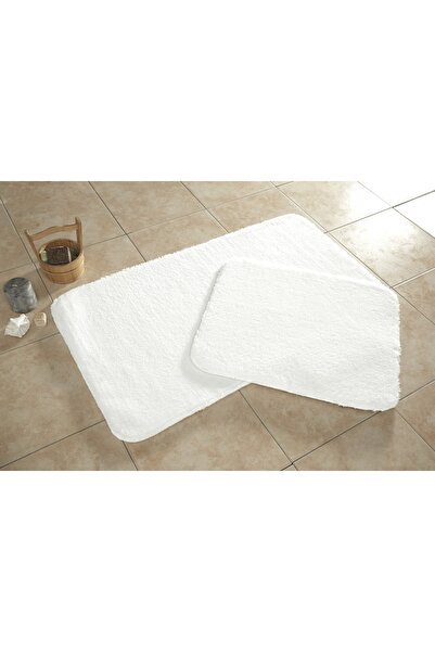 ELVİRAHOME Non-Slip Base 2 Pack White Washable Plush Bath Mat, Bathroom Carpet, Toilet Set