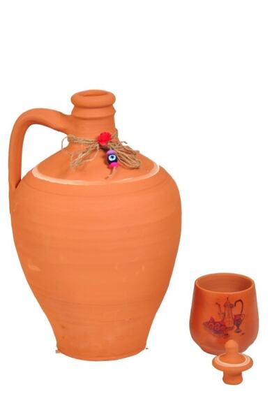 SAMESA HEDİYELİK Toprak Testi 5 Litre (1 Adet Testi Kapagı --adet Desenli Bar...