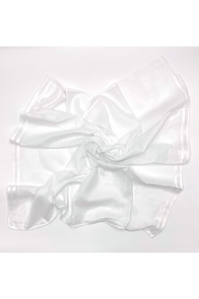 Naz Ipek Iç Başörtüsü %100 Pamuklu 5 Li Paket Tülbent Kenarları Oyalı Beyaz Bez 80x80cm