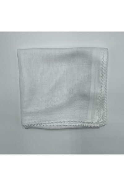 Naz Ipek Iç Başörtüsü Tülbent 5'li Paket %100 Pamuklu Kenarları Oyalı Beyaz Bez 90cmx90cm