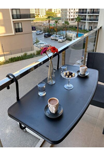 Platox Pratik Balkon Masası, Askılı Balkon Masası, Katlanabilir Masa 40x80 Cm