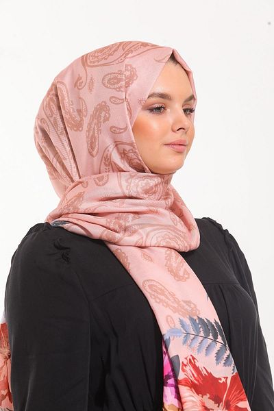 19V69 ITALIA Black Salmon Shawl Floral Pattern Pavia Series with Scarf Hanger and Gift Set 90x200 Cm