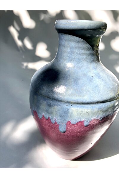 Tam Seramik Vazo Artistik Turkuaz Kırmızı