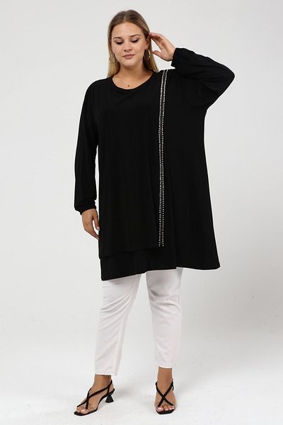 Seçkin Büyük Beden Women's Large Size Candy Stone Detailed Tunic