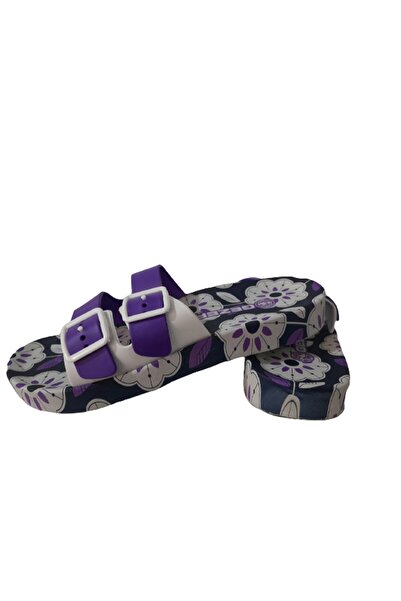 GEZER Дамски лилаво-бели чехли за ежедневно ходене по басейн, море, плаж и крайбрежие с двойна катарама и нехлъзгаща се подметка