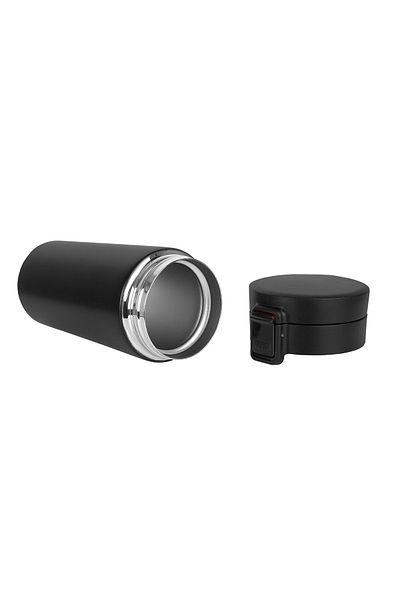 SEDEF SİLVER Mattblack Series Coffee Themed Stainless Steel Small Tea Coffee Thermos Cup