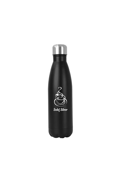 SEDEF SİLVER Mattblack Series Coffee Themed Stainless Steel Small Tea Coffee Thermos Cup