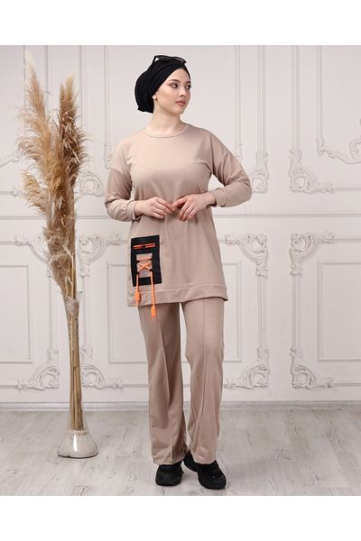 CNG MODA Women's Apricot Flare Leg Tracksuit Set
