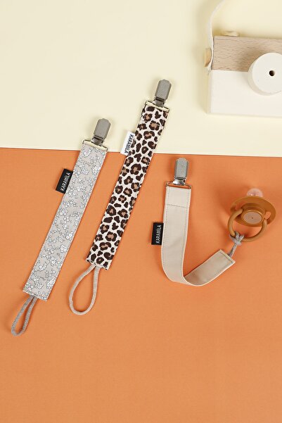 KARAMİLA 3’lü Set Emzik Askısı - Bebek Hediyesi - Emzik Zinciri - Emzik Tutacağı