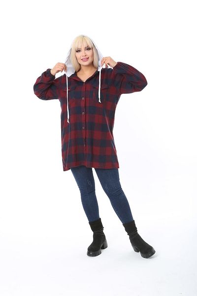 xlargebutik Plus Size Women's Clothing Lumberjack Shirt Bordeaux