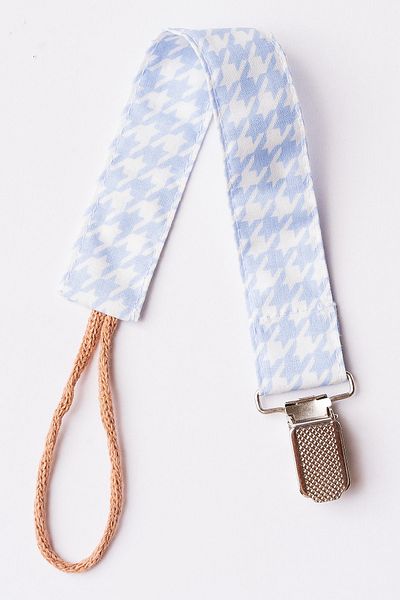 MyVera Baby Blue Pacifier Strap with Crow's Feet Pattern - Fabric Cotton Laced Pacifier Chain - Pacifier Holder
