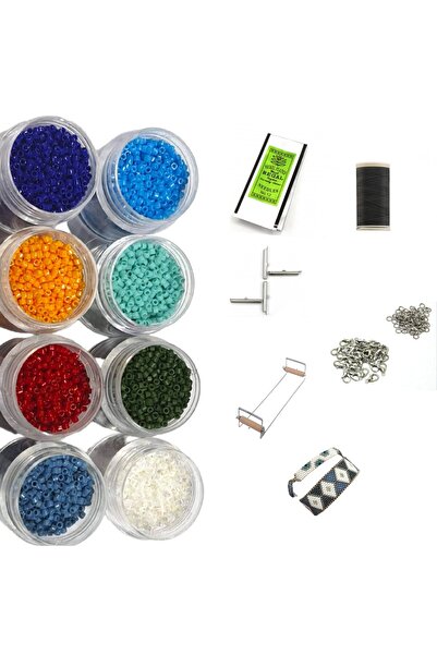 RLX BUJİTERİ مجموعة خرز ميوكي ديليكا - مع حلقة ومشبك نول (إجمالي 8 ألوان)