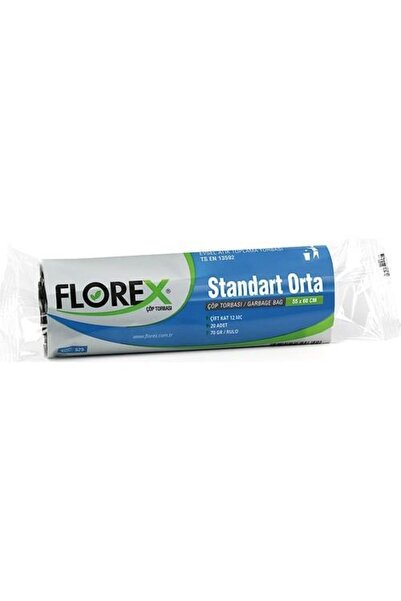 Florex Çöp Torbası 55x60 Siyah Rulo 20 Yaprak - 1 Rulo
