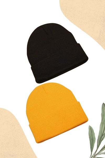 EKstore Knitwear Plain Basic Folded Beret - Set of 2