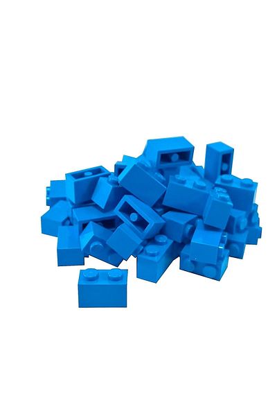 LEGO Accessory Custom Moc Creator Brick 1 X 2 Dark Azure Brick 4 Pieces Will Be Sent