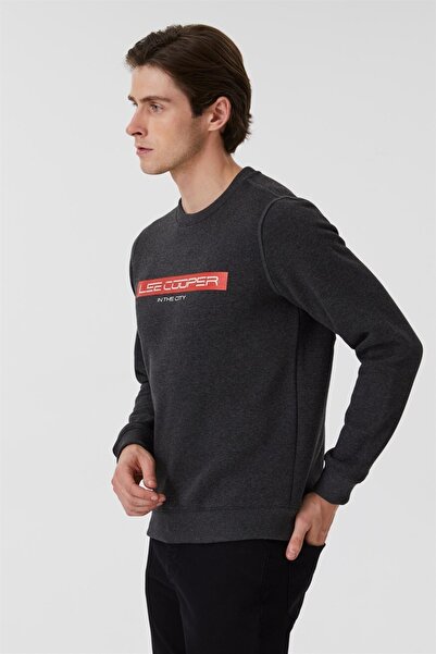 Lee Cooper Ανδρικό φούτερ Rex με λαιμόκοψη Anthracite Melange