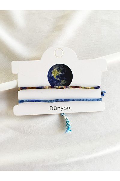 Atölye Merdiven My World 2 Piece Special Design Rope Double Bracelet Set Bff, Lover Bracelet Gift Bracelet