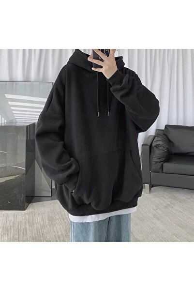 Touz zolid wear Touz Siyah Kapşunlu Oversize Unisex Hoodie