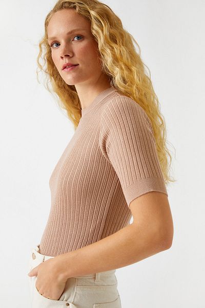 Koton Knitwear Sweater Ribbed Short Sleeve