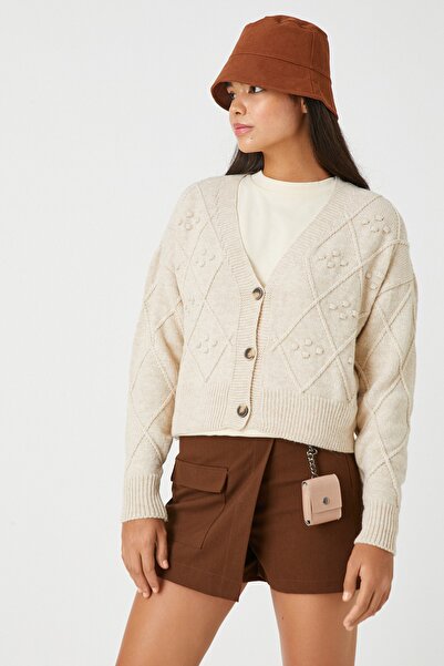 Koton Γυναικεία Ζακέτα Μπεζ 3WAL90047HT