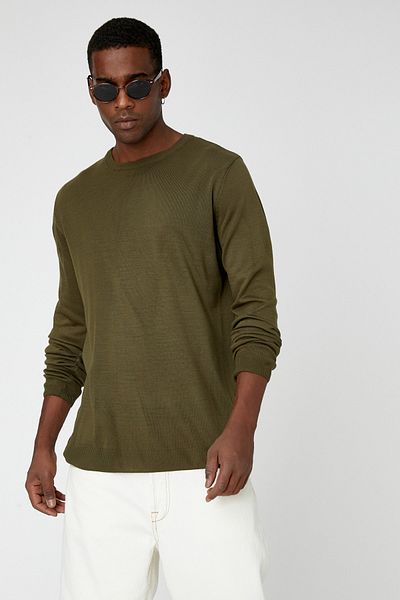 Koton Khakifarbener Herrenpullover 3WAM70017HT