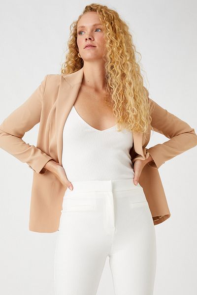 Koton Γυναικείο μπουφάν μαλλιών Camel 3WAK50125UW