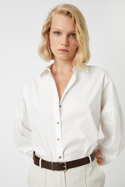 Koton قميص نسائي أوف وايت 3WAK60089UW