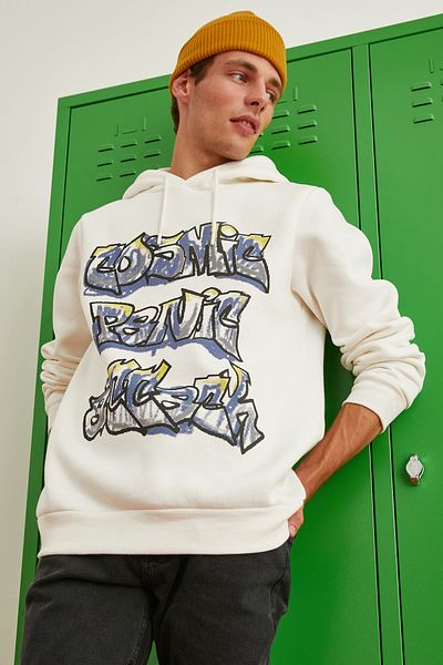 Koton Men's Off White Sweatshirt 3WAM70587MK