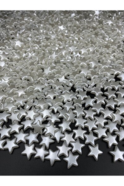 Hedef Bijuteri 25gr Beyaz Renk 12mm Yıldız Lüks Kaplama Plastik Inci Boncuk, ...