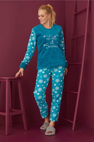 CALİA Set pijamale din lână pentru femei Set de lenjerie de noapte de iarnă