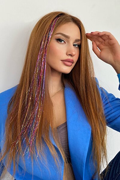 TAKIŞTIR Multicolored Glitter Side Snap Hairpiece 50 cm