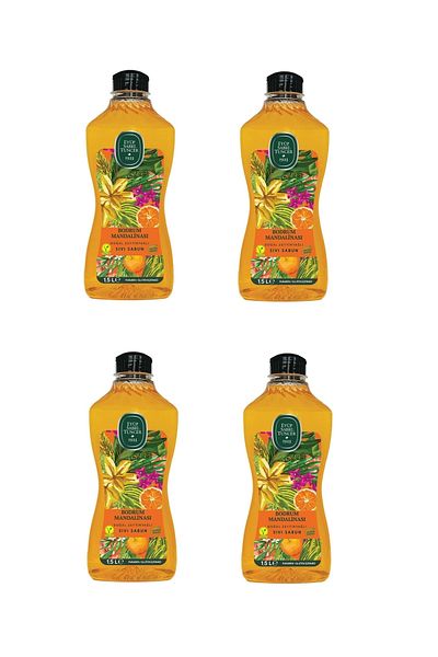 MT Eyüp Sabri Tuncer Natural Olive Oil Liquid Soap Bodrum Tangerine 1.5 L X 4 Pieces