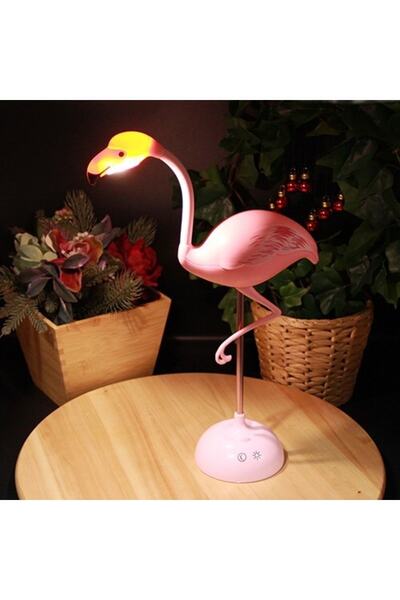 HEDİYEBİZİZ Led Işıklı Şarjlı Usb'li Flamingo Dekoratif Gece Lambası