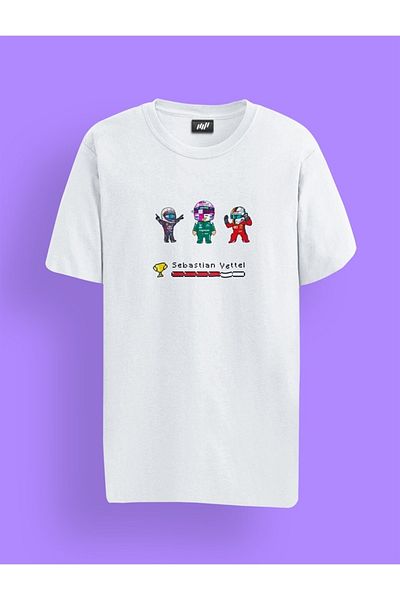 FANBOX SHOP Vettel Pixel Art White T-shirt