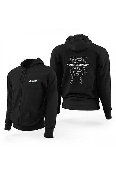 Z zepplin Φούτερ με κουκούλα Ufc Kick Black Zippered Limited Edition