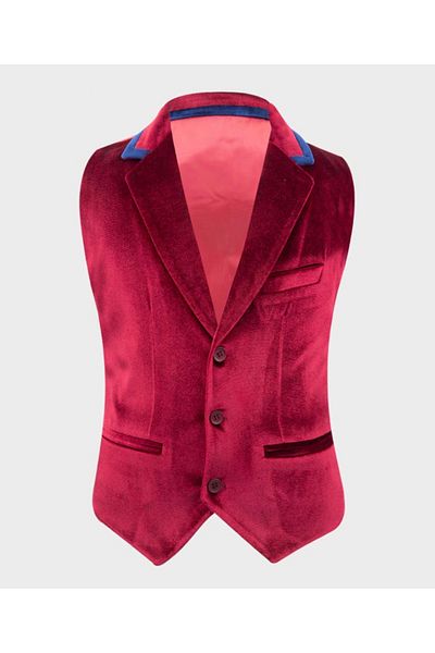 SIRRI Boy's Burgundy Velvet Vest