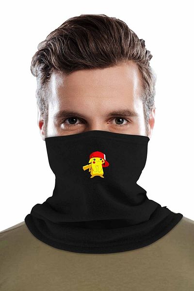 herotasarım Guler pentru gât cu mănuși negre Pikachu Pokemon - Set de 2 fleece Bll1054