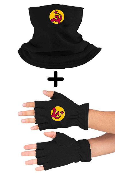 herotasarım Black Sickle Hammer - Set de 2 guler pentru gât cu mănuși decupate Polar Bll931
