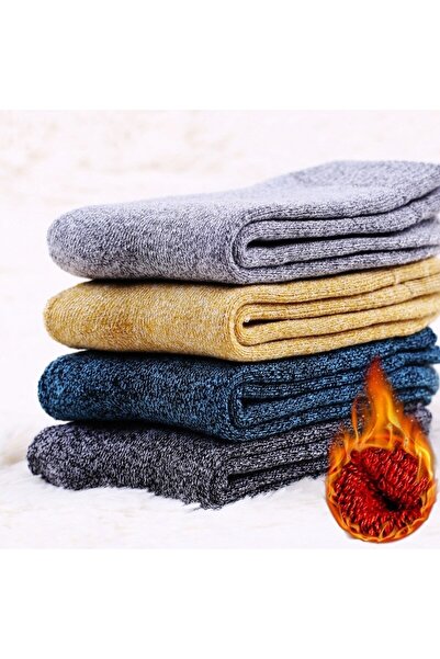 çorapmanya 4 Çift Çok Renkli Kadın Havlu Kışlık Çorap