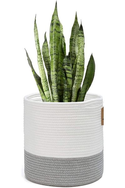 MaVaux 20cm X 20cm Jute Beige Flower Pot - Decorative Wicker Basket and Towel Holder