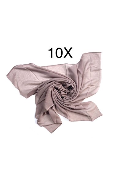 Naz Ipek Yazma 10'lu Paket Hediyelik Dağıtmalık Pamuklu Düz Koyu Pudra Renk O...