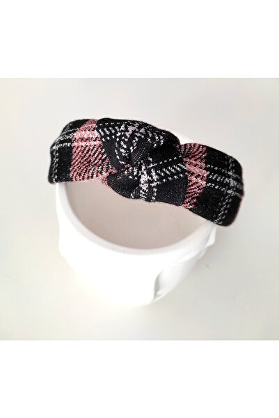 HALHALMILL Pink Plaid Patterned and Glittery Women's Headband - Knotted Crown