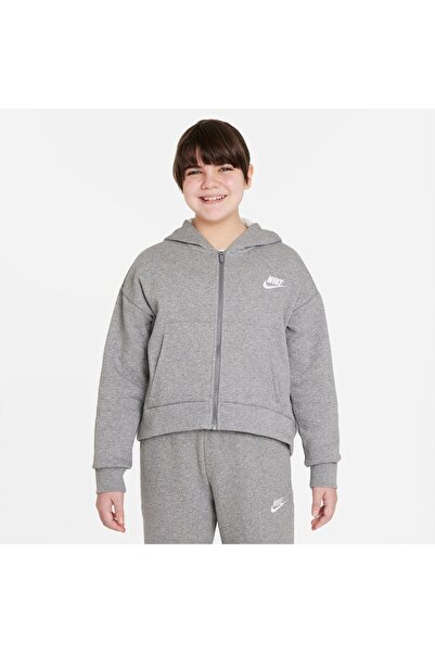 Nike Sportswear Club Fleece Çocuk Gri Kapüşonlu Sweatshirt Dc7118