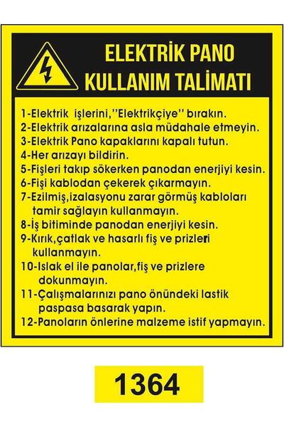 Emek İkaz Levhaları Electrical Panel Instruction Warning/Warning Sign