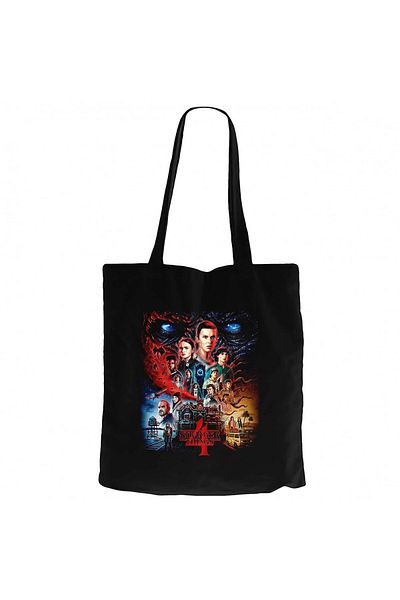 Z zepplin Stranger Things Home Geantă tote din pânză neagră